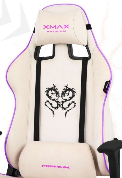 XMAX / Rio Plus Balerion Terletmez Kadife Kumaş Beyaz Gaming Oyuncu Koltuğu / 120 Kg Taşır