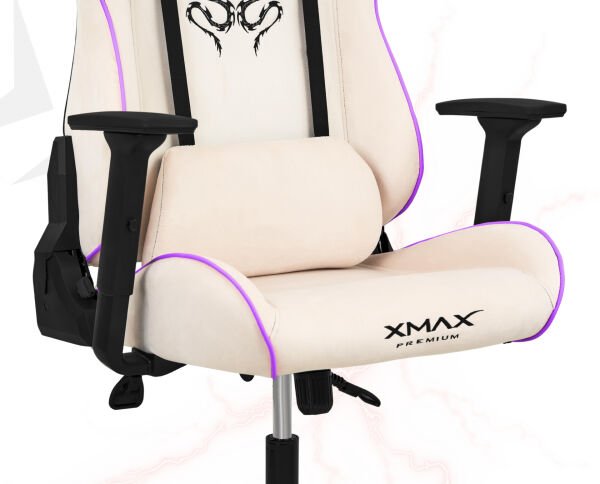XMAX NO NAME / Rio Plus Balerion Terletmez Kadife Kumaş Beyaz Gaming Oyuncu Koltuğu / 120 Kg Taşır