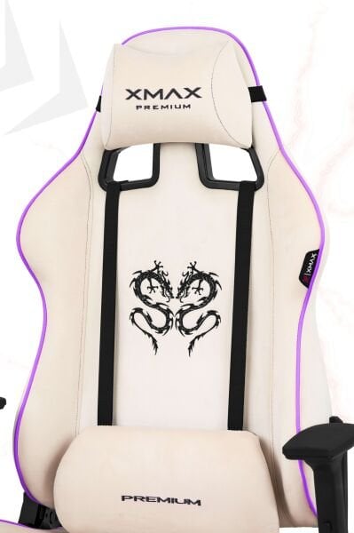 XMAX / Rio Plus Balerion Terletmez Kadife Kumaş Beyaz Gaming Oyuncu Koltuğu / 120 Kg Taşır