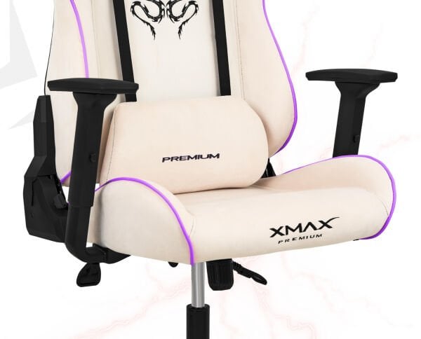 XMAX / Rio Plus Balerion Terletmez Kadife Kumaş Beyaz Gaming Oyuncu Koltuğu / 120 Kg Taşır