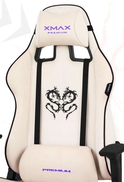 XMAX / Rio Plus Balerion Terletmez Kadife Kumaş Beyaz Gaming Oyuncu Koltuğu / 120 Kg Taşır