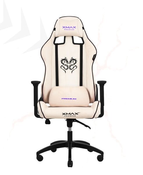 XMAX / Rio Plus Balerion Terletmez Kadife Kumaş Beyaz Gaming Oyuncu Koltuğu / 120 Kg Taşır