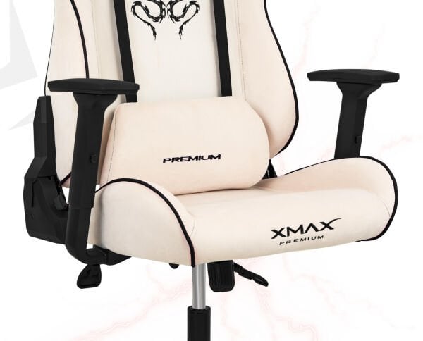 XMAX / Rio Plus Balerion Terletmez Kadife Kumaş Beyaz Gaming Oyuncu Koltuğu / 120 Kg Taşır