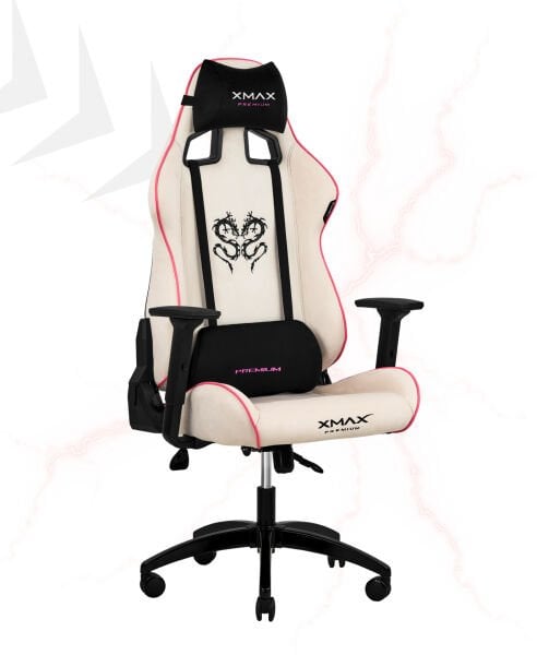 XMAX / Rio Plus Balerion Terletmez Kadife Kumaş Beyaz Gaming Oyuncu Koltuğu / 120 Kg Taşır