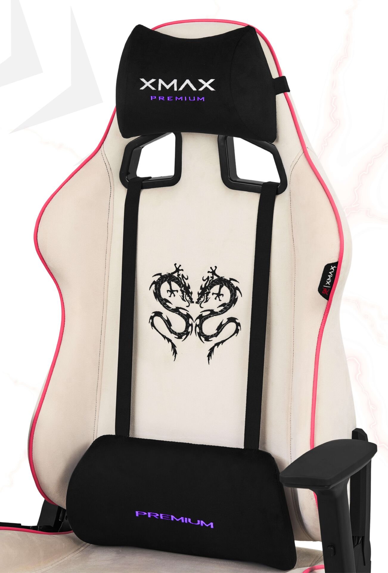 XMAX / Rio Plus Balerion Terletmez Kadife Kumaş Beyaz Gaming Oyuncu Koltuğu / 120 Kg Taşır