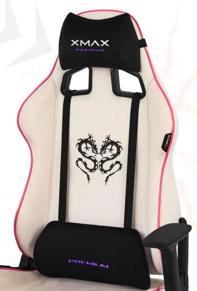 XMAX / Rio Plus Balerion Terletmez Kadife Kumaş Beyaz Gaming Oyuncu Koltuğu / 120 Kg Taşır