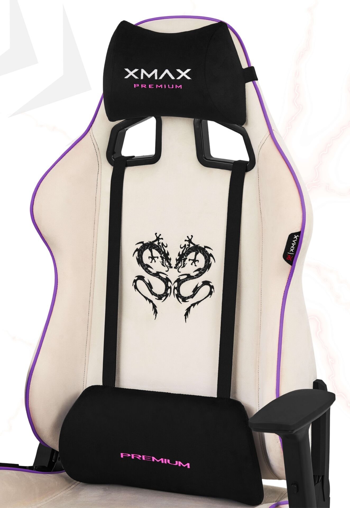 XMAX / Rio Plus Balerion Terletmez Kadife Kumaş Beyaz Gaming Oyuncu Koltuğu / 120 Kg Taşır