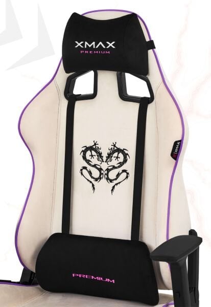 XMAX / Rio Plus Balerion Terletmez Kadife Kumaş Beyaz Gaming Oyuncu Koltuğu / 120 Kg Taşır