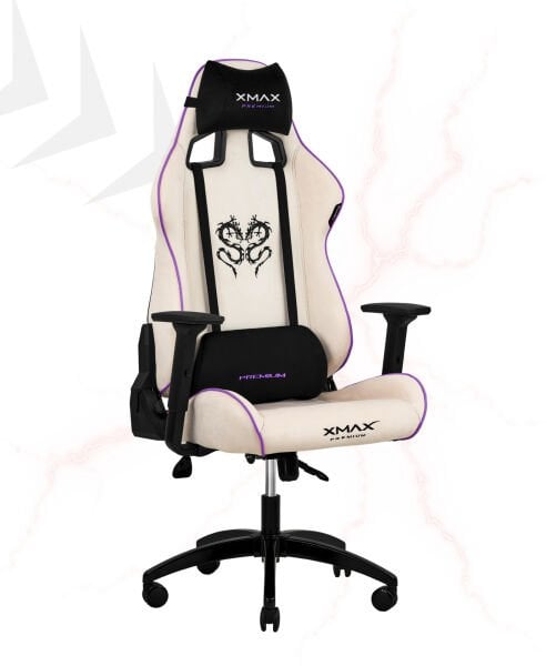 XMAX / Rio Plus Balerion Terletmez Kadife Kumaş Beyaz Gaming Oyuncu Koltuğu / 120 Kg Taşır