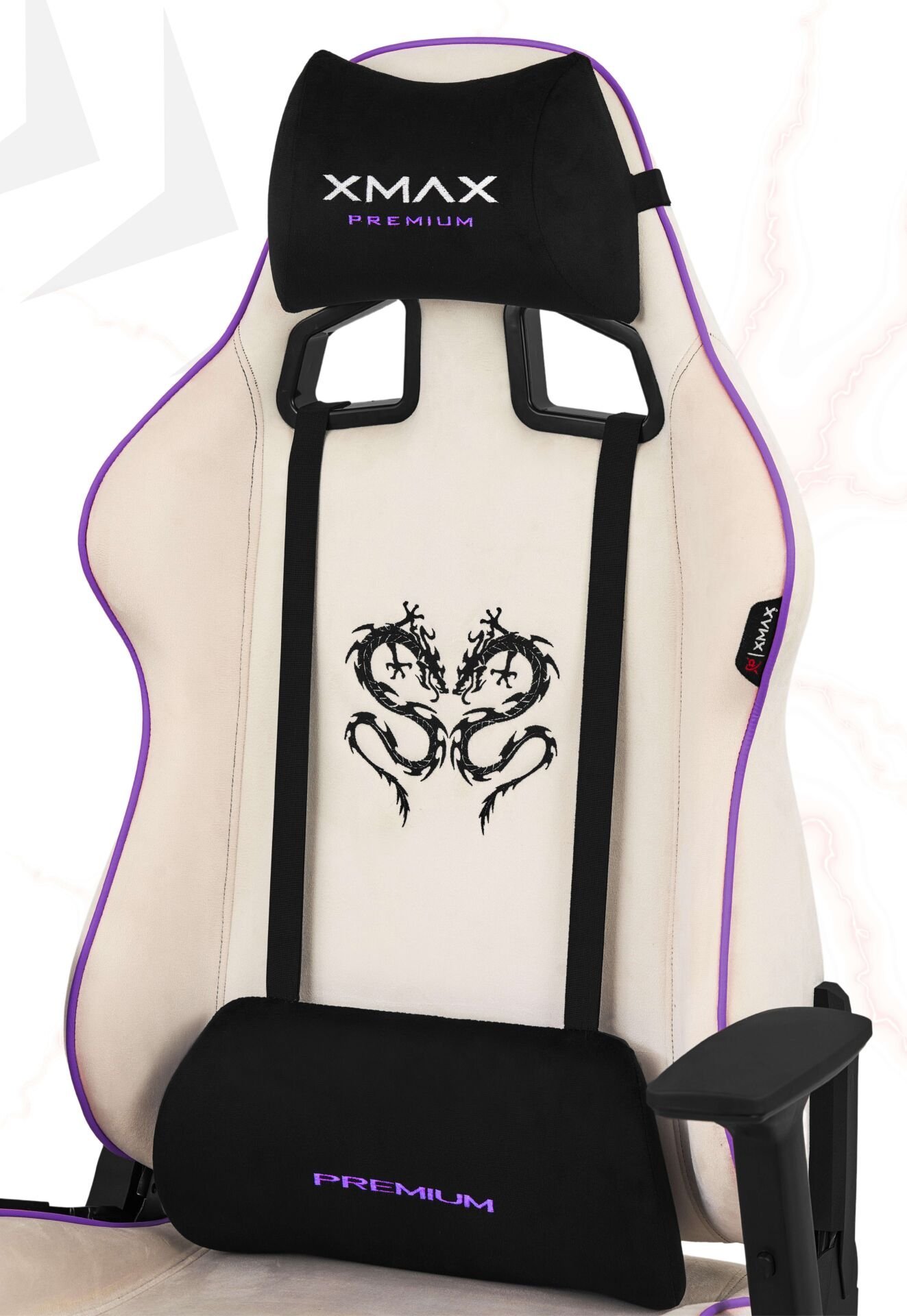 XMAX / Rio Plus Balerion Terletmez Kadife Kumaş Beyaz Gaming Oyuncu Koltuğu / 120 Kg Taşır