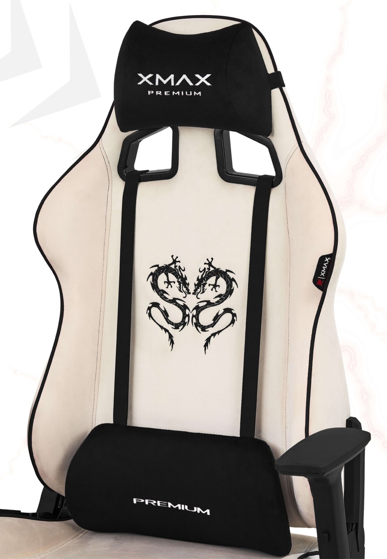 XMAX / Rio Plus Balerion Terletmez Kadife Kumaş Beyaz Gaming Oyuncu Koltuğu / 120 Kg Taşır