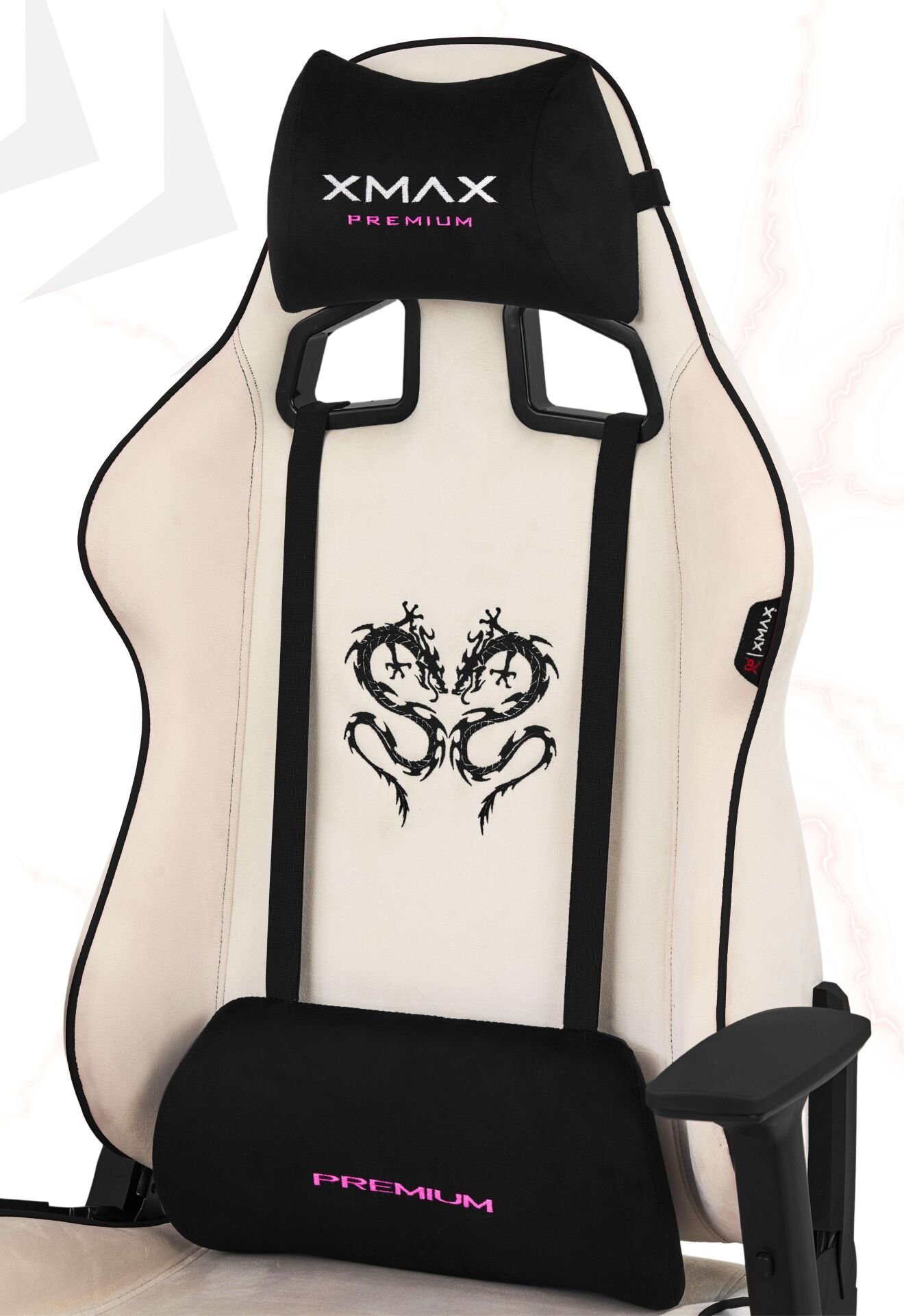 XMAX / Rio Plus Balerion Terletmez Kadife Kumaş Beyaz Gaming Oyuncu Koltuğu / 120 Kg Taşır