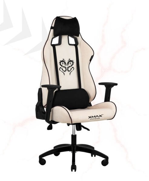 XMAX NO NAME / Rio Plus Balerion Terletmez Kadife Kumaş Beyaz Gaming Oyuncu Koltuğu / 120 Kg Taşır