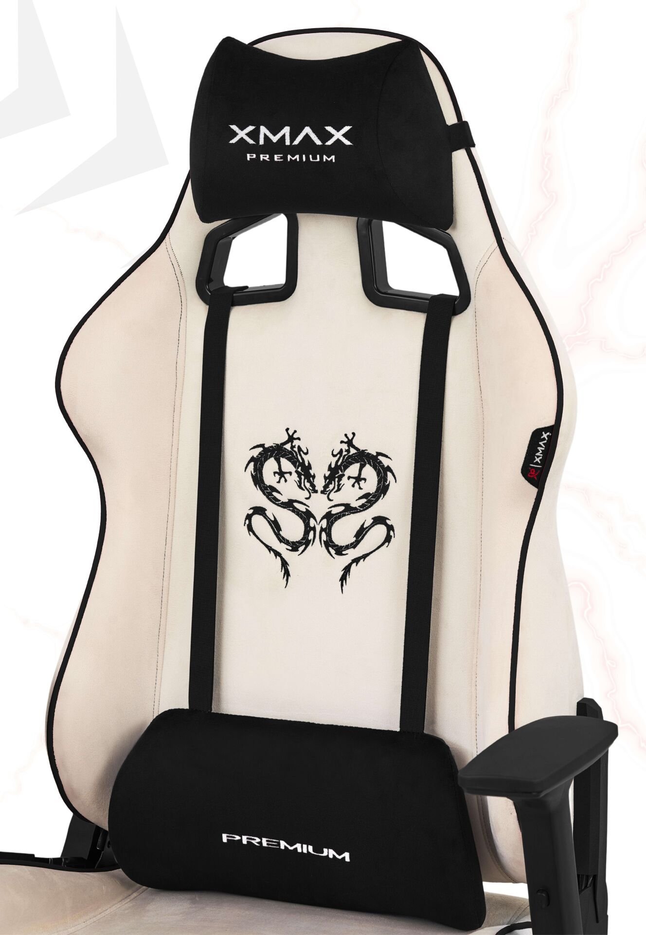 XMAX / Rio Plus Balerion Terletmez Kadife Kumaş Beyaz Gaming Oyuncu Koltuğu / 120 Kg Taşır