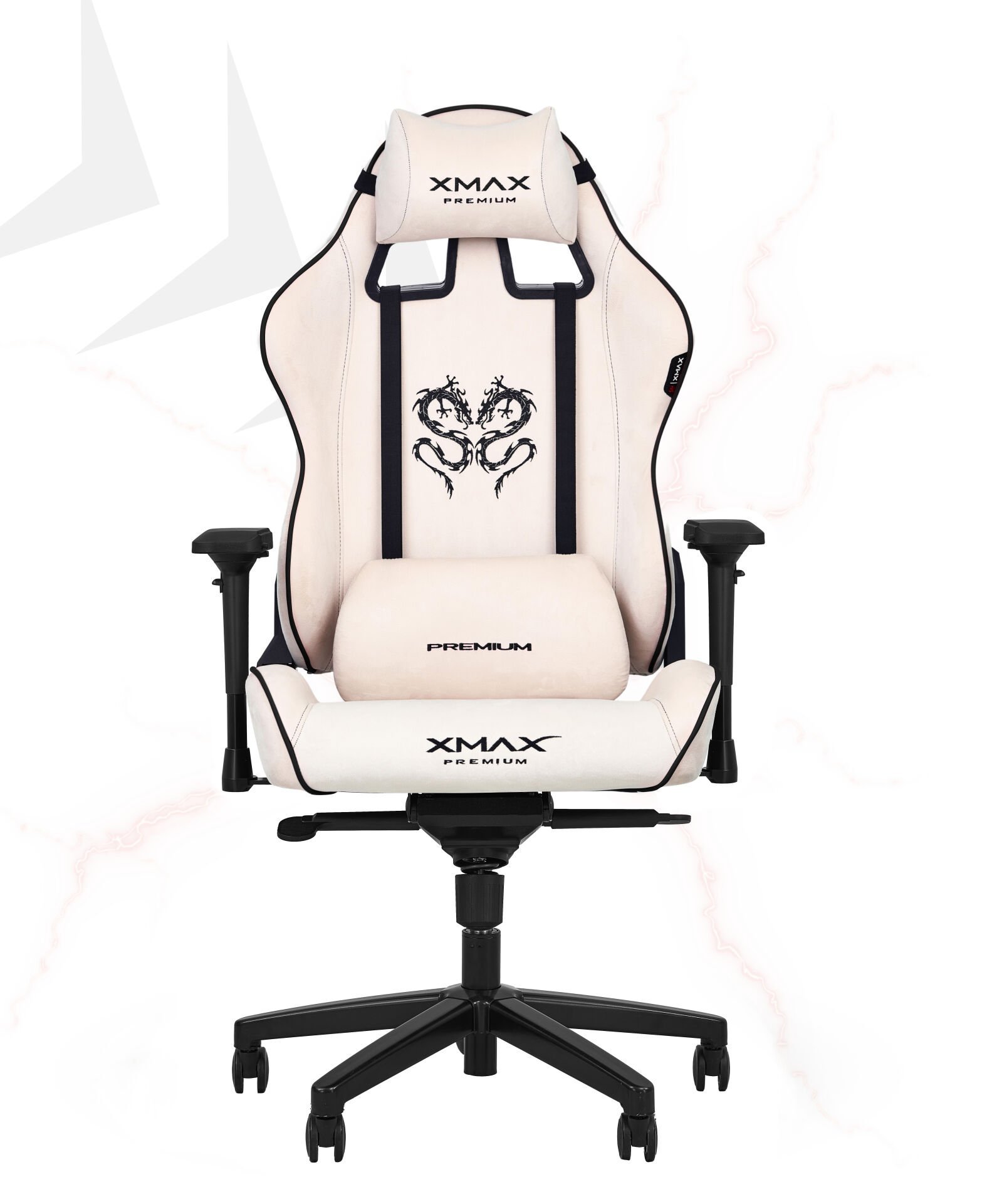 XMAX-Pro / Rio Balerion 4D Kol Orijinal Yarasa Mekanizmalı Beyaz Oyuncu Koltuğu / 150 KG TAŞIR - KOL PEDİ VE PUF HEDİYELİ