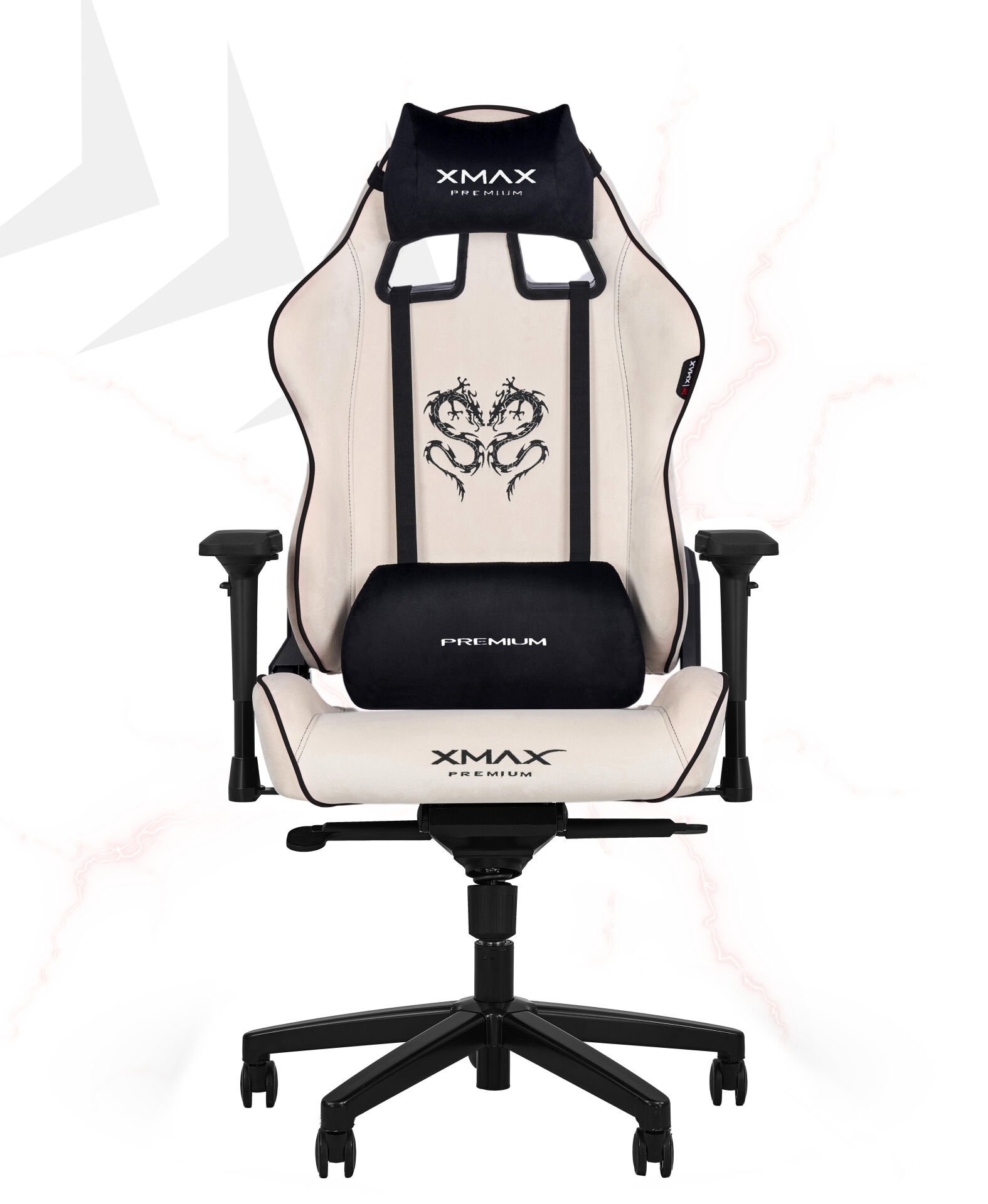 XMAX-Pro / Rio Balerion 4D Kol Orijinal Yarasa Mekanizmalı Beyaz Oyuncu Koltuğu / 150 KG TAŞIR