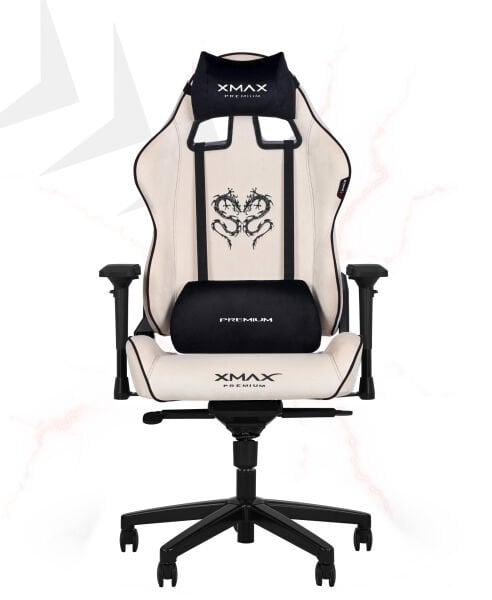 XMAX-Pro / Rio Balerion 4D Kol Orijinal Yarasa Mekanizmalı Beyaz Oyuncu Koltuğu / 150 KG TAŞIR - KOL PEDİ VE PUF HEDİYELİ