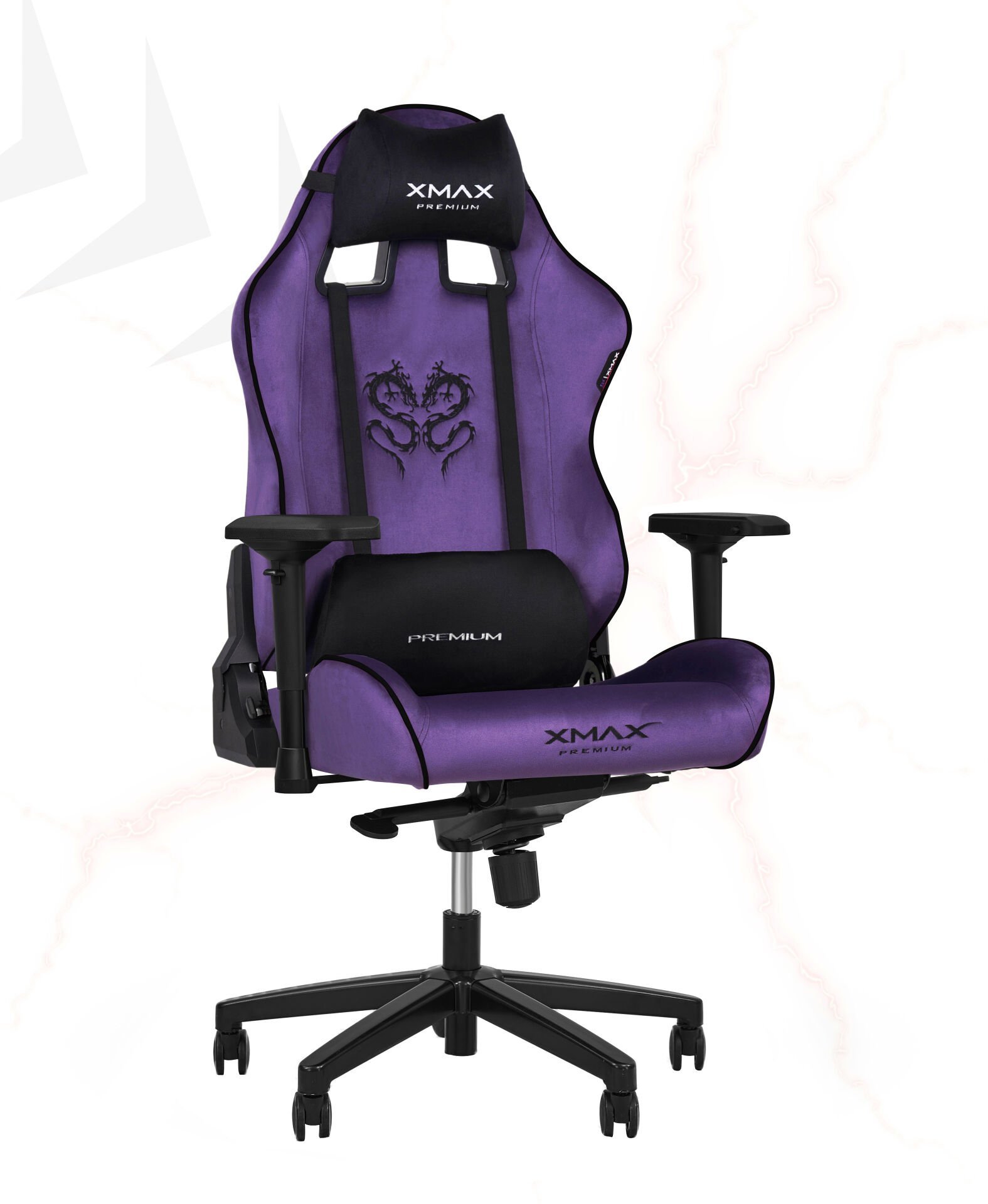 XMAX-Pro / Rio Balerion 4D Kol Orijinal Yarasa Mekanizmalı Mor Oyuncu Koltuğu / 150 KG TAŞIR - KOL PEDİ VE PUF HEDİYELİ