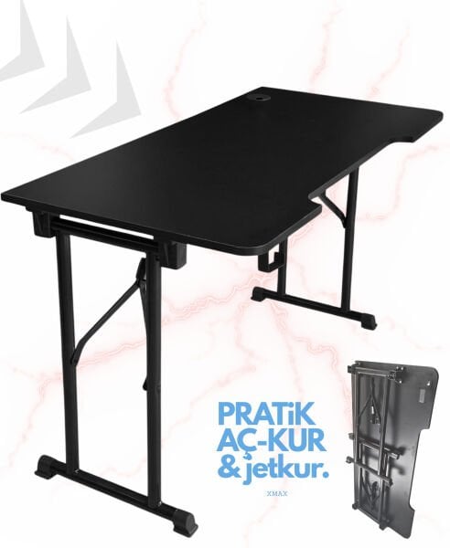 JetKur Siyah MDF Bilgisayar Oyuncu Masası Sallanmaz Metal Ayaklı - Vida Derdi Yok