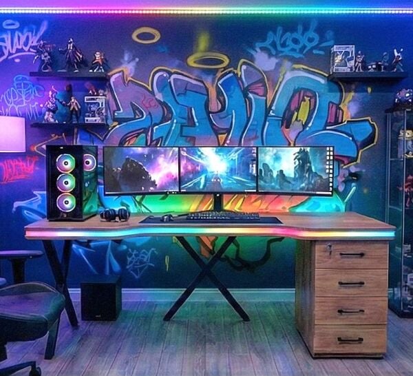 XMAX Zyra 140x80cm Işıklı MDF Çalışma Yada Oyun Masası Renk: Başak Meşe