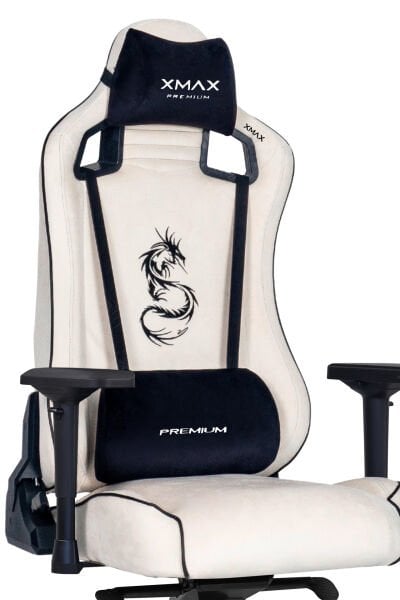 XMAX-Pro / Maximus 4D Kol Orijinal Yarasa Mekanizmalı Beyaz Oyuncu Koltuğu / 150 KG TAŞIR - KOL PEDİ VE PUF HEDİYELİ