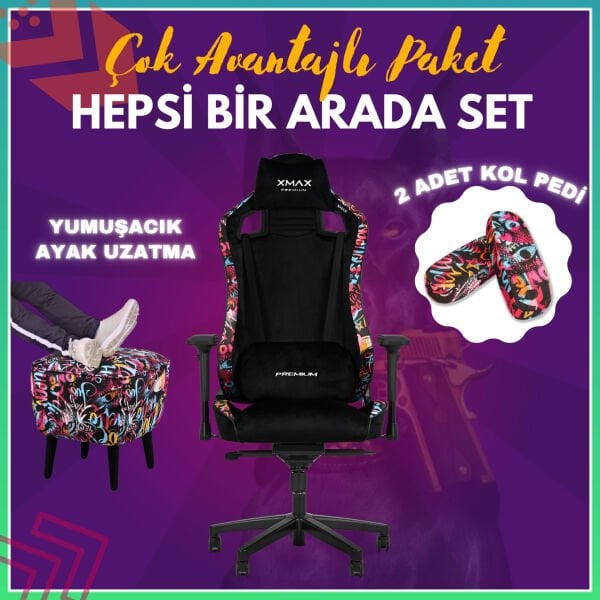 XMAX-Pro / Maximus 4D Kol Orijinal Yarasa Mekanizmalı Supreme Oyuncu Koltuğu / 150 KG TAŞIR - KOL PEDİ VE PUF HEDİYELİ