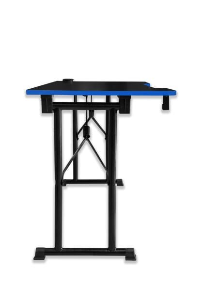 Mavi Şerit 120x60cm JetKur Siyah MDF Bilgisayar Oyuncu Masası Sallanmaz Metal Ayaklı - Vida Derdi Yok