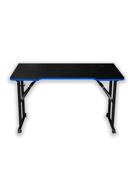 Mavi Şerit 120x60cm JetKur Siyah MDF Bilgisayar Oyuncu Masası Sallanmaz Metal Ayaklı - Vida Derdi Yok