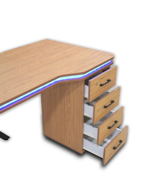 XMAX Zyra 180x80cm Işıklı MDF Çalışma Yada Oyun Masası Renk: Başak Meşe
