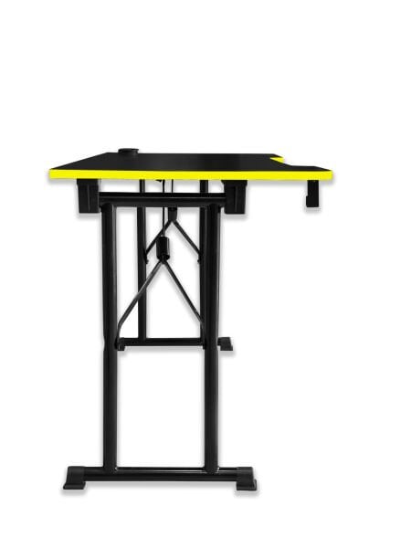 Sarı Şerit 120x60cm JetKur Siyah MDF Bilgisayar Oyuncu Masası Sallanmaz Metal Ayaklı - Vida Derdi Yok