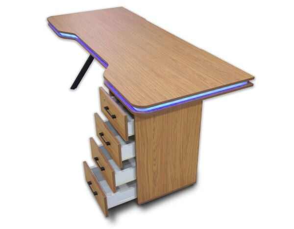 XMAX Zyra 200x80cm Işıklı MDF Çalışma Yada Oyun Masası Renk: Başak Meşe