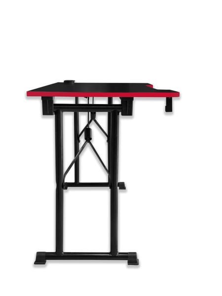 Kırmızı Şerit 120x60cm JetKur Siyah MDF Bilgisayar Oyuncu Masası Sallanmaz Metal Ayaklı - Vida Derdi Yok