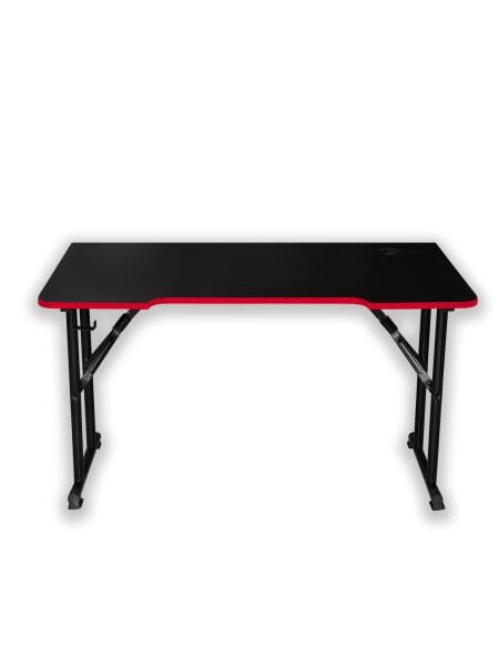Kırmızı Şerit 120x60cm JetKur Siyah MDF Bilgisayar Oyuncu Masası Sallanmaz Metal Ayaklı - Vida Derdi Yok