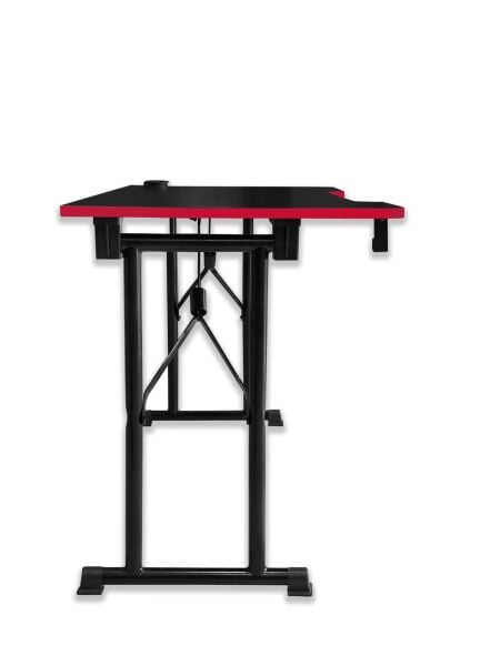 Kırmızı Şerit 140x70cm JetKur Siyah MDF Bilgisayar Oyuncu Masası Sallanmaz Metal Ayaklı - Vida Derdi Yok