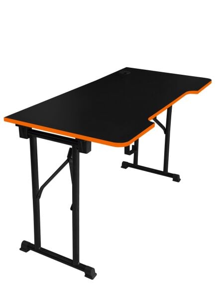 Turuncu 160x70cm JetKur Siyah MDF Bilgisayar Oyuncu Masası Sallanmaz Metal Ayaklı - Vida Derdi Yok