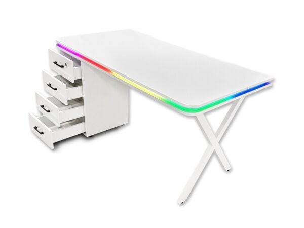 XMAX Zyra 200x80cm Beyaz Işıklı MDF Çalışma Yada Oyun Masası