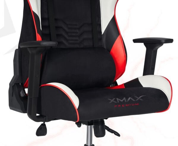 XMAX / Rio Plus Terletmez Kısmi Derili Kadife Kumaş Kırmızı/Siyah Gaming Oyuncu Koltuğu / 120 Kg Taşır
