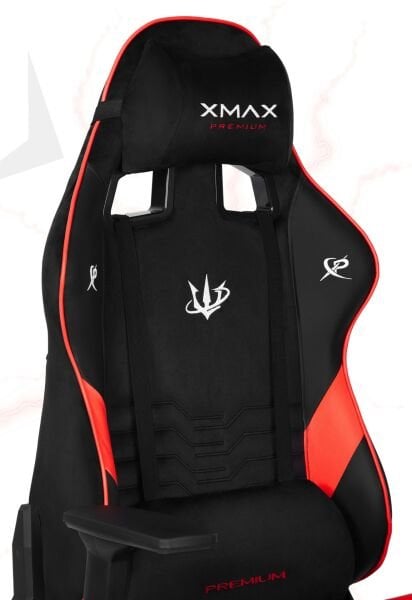XMAX / Rio Plus Terletmez Kısmi Derili Kadife Kumaş Kırmızı/Siyah Gaming Oyuncu Koltuğu / 120 Kg Taşır