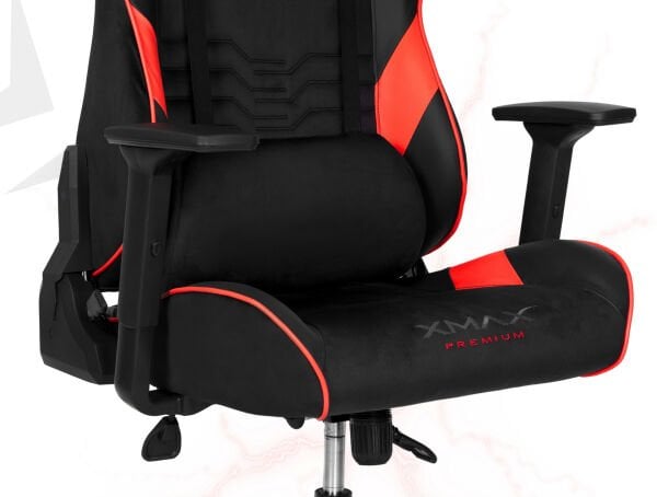 XMAX / Rio Plus Terletmez Kısmi Derili Kadife Kumaş Kırmızı/Siyah Gaming Oyuncu Koltuğu / 120 Kg Taşır