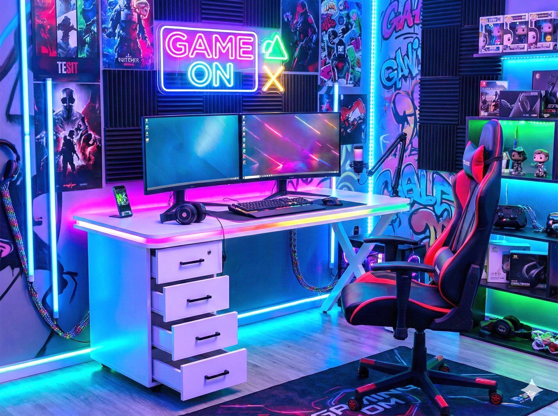 XMAX Zyra 180x80cm Beyaz Işıklı MDF Çalışma Yada Oyun Masası