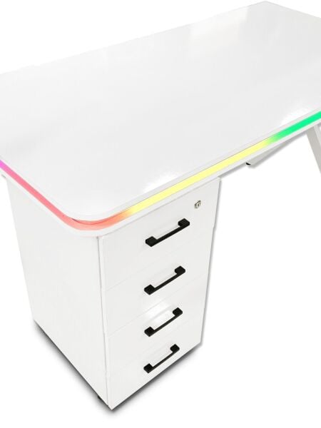 XMAX Zyra 200x80cm Beyaz Işıklı MDF Çalışma Yada Oyun Masası