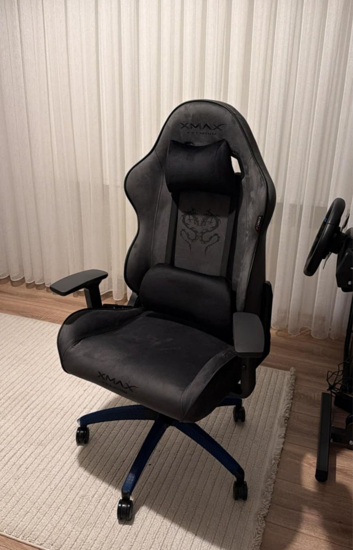 XMAX NO NAME / Rio Balerion Terletmez Kadife Kumaş Koyu Gri Gaming Oyuncu Koltuğu / 120 Kg Taşır
