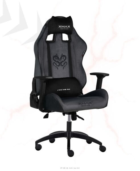 XMAX / Rio Balerion Terletmez Kadife Kumaş Koyu Gri Gaming Oyuncu Koltuğu / 120 Kg Taşır