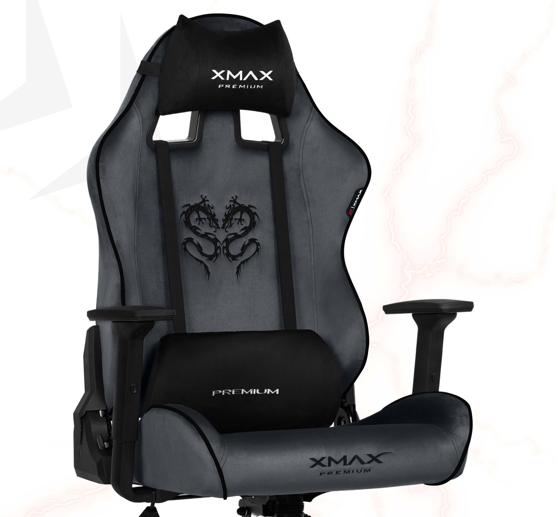 XMAX / Rio Balerion Terletmez Kadife Kumaş Koyu Gri Gaming Oyuncu Koltuğu / 120 Kg Taşır
