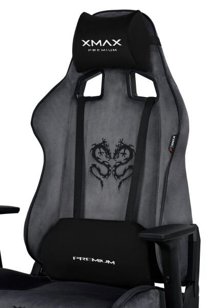 XMAX / Rio Plus Balerion Terletmez Kadife Kumaş Koyu Gri Gaming Oyuncu Koltuğu / 120 Kg Taşır