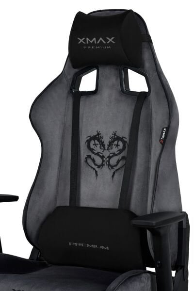 XMAX / Rio Plus Balerion Terletmez Kadife Kumaş Koyu Gri Gaming Oyuncu Koltuğu / 120 Kg Taşır