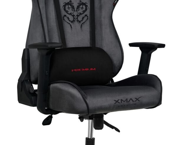 XMAX / Rio Plus Balerion Terletmez Kadife Kumaş Koyu Gri Gaming Oyuncu Koltuğu / 120 Kg Taşır