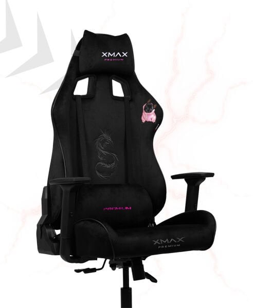 XMAX / Rio Plus Balerion Terletmez Kadife Kumaş Siyah Gaming Oyuncu Koltuğu / 120 Kg Taşır