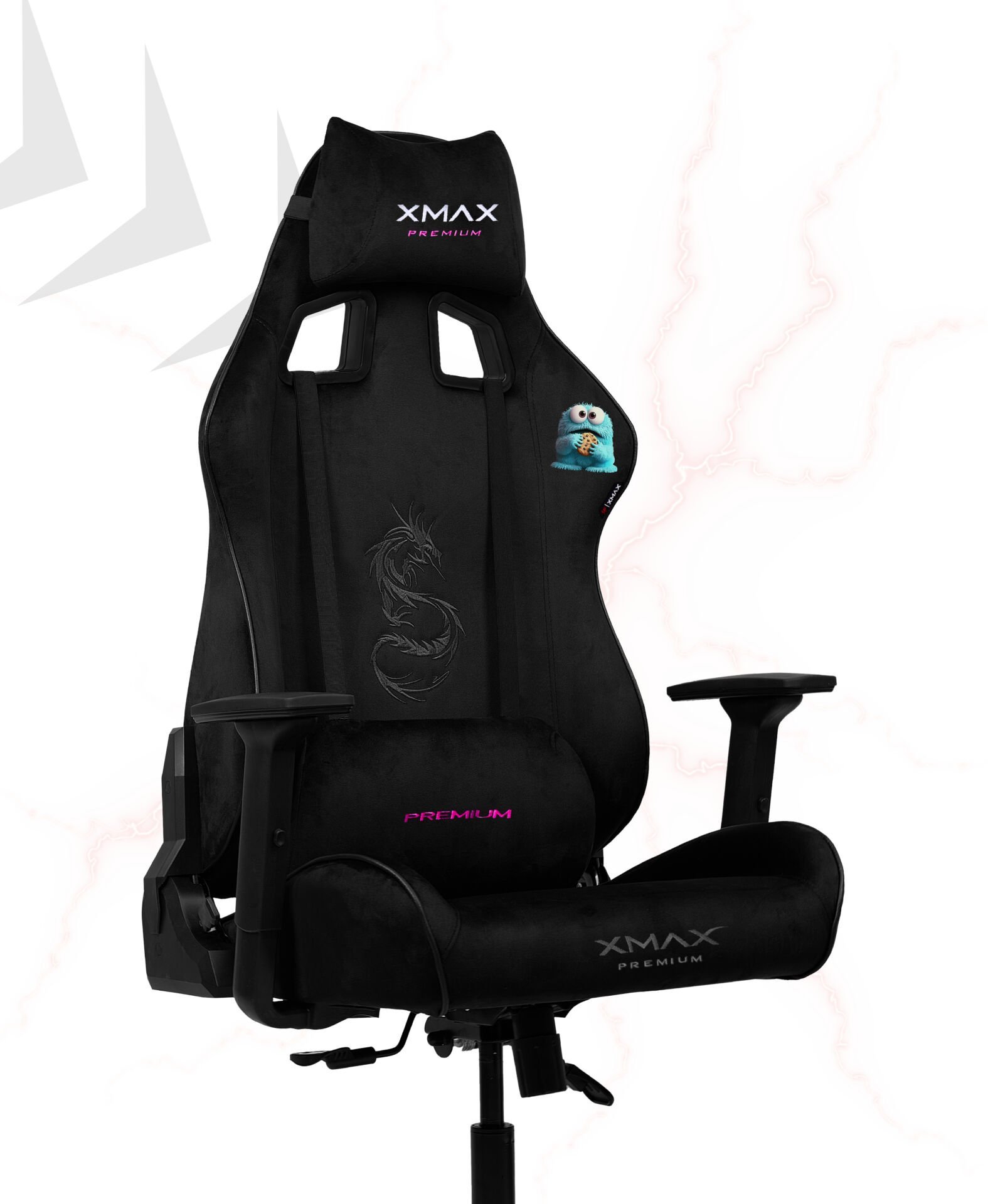 XMAX / Rio Plus Balerion Terletmez Kadife Kumaş Siyah Gaming Oyuncu Koltuğu / 120 Kg Taşır