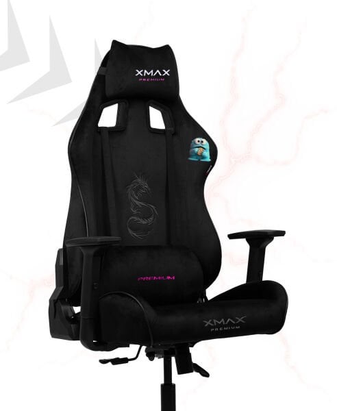 XMAX / Rio Plus Balerion Terletmez Kadife Kumaş Siyah Gaming Oyuncu Koltuğu / 120 Kg Taşır